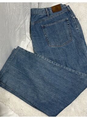 Lands End  Blue Denim Square Rigger Straight Fit Jeans Mens 46 X 43  NWT